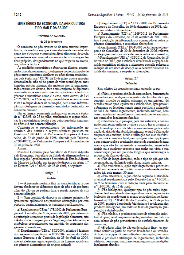 Portaria n.º 52/2015