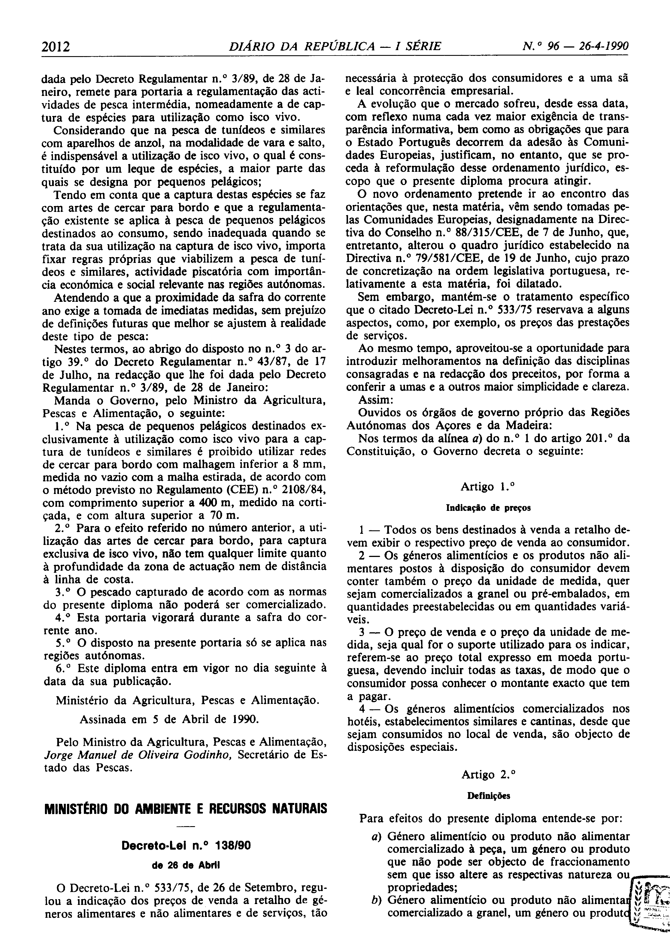 Decreto-Lei n.º 138/90