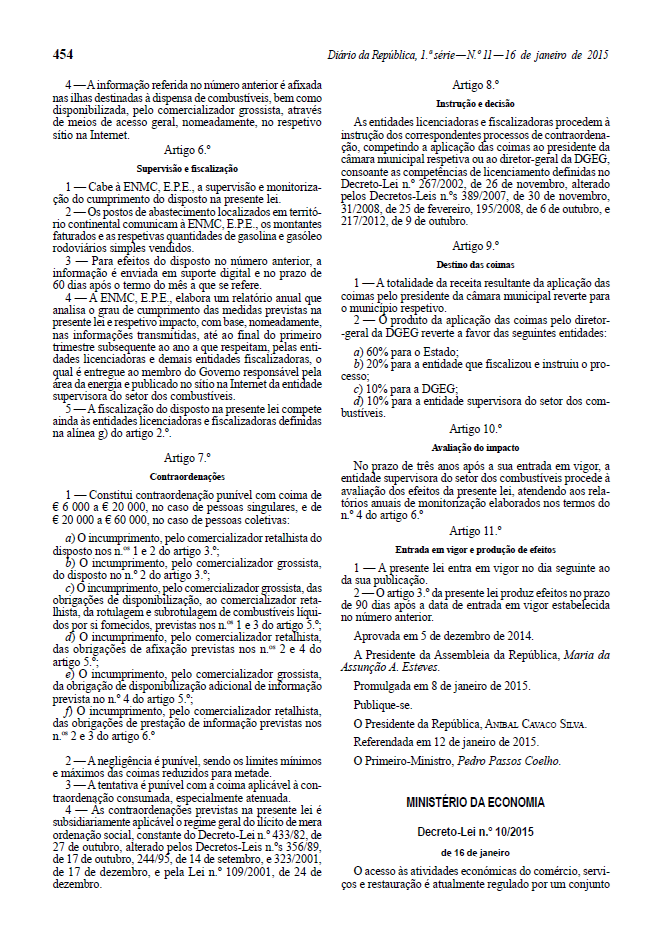 Decreto-Lei n.º 10/2015 de 16 de janeiro
