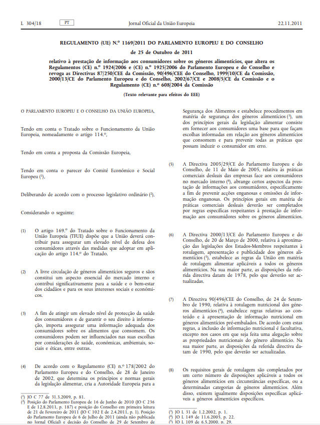 Regulamento (UE) 1169/2011