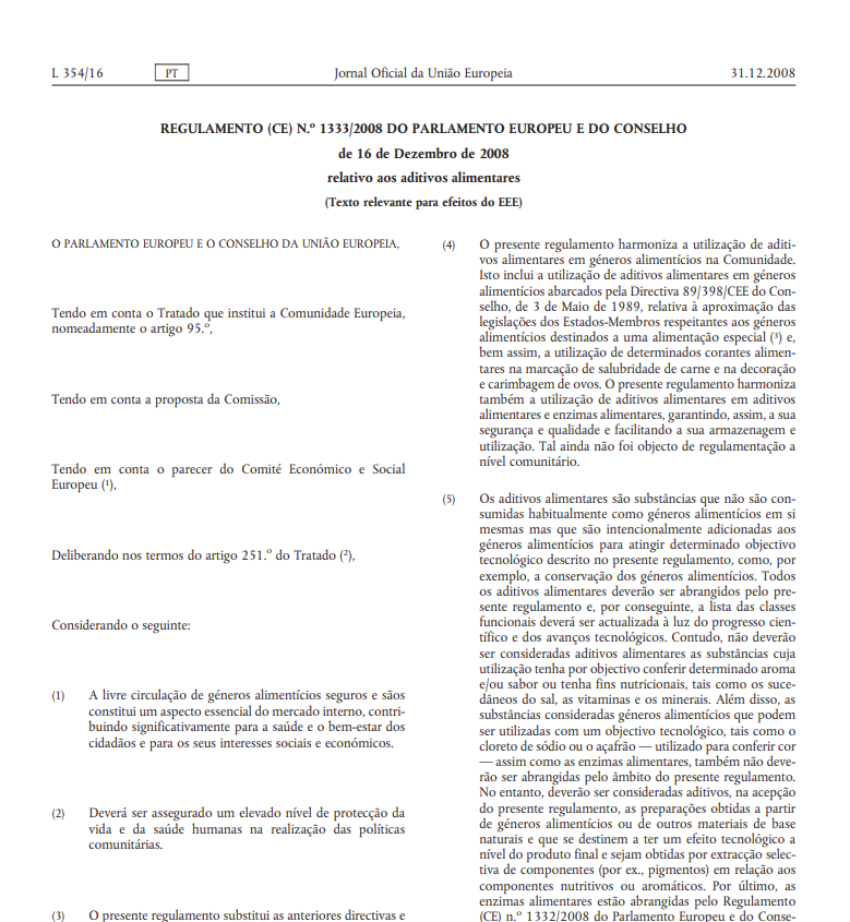 Regulamento CE n.º 1333/2008